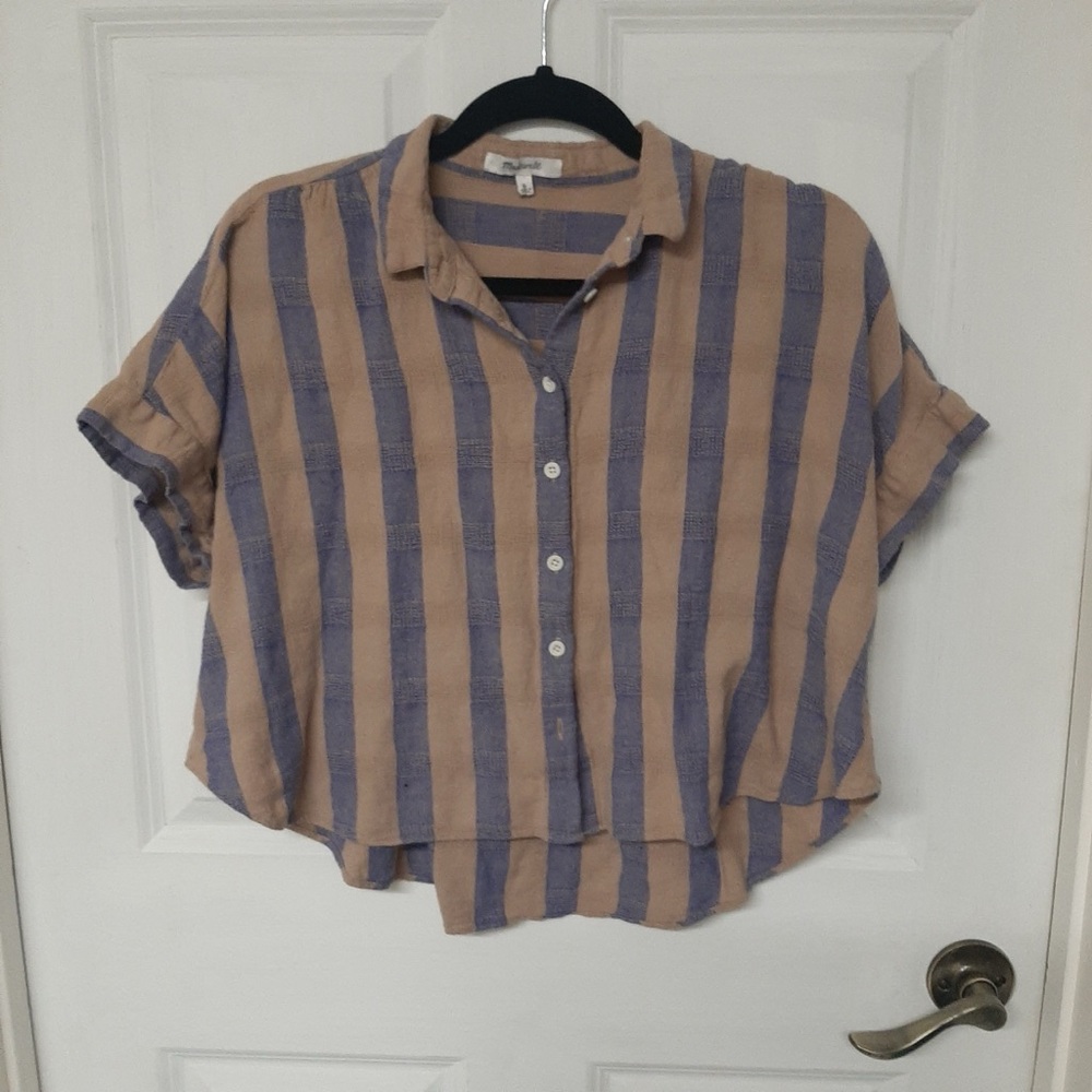 Striped Button-Up Women Top